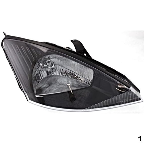 Fits 00-04 Focus Right Passenger Halogen Headlamp Assembly w/Black Bezel