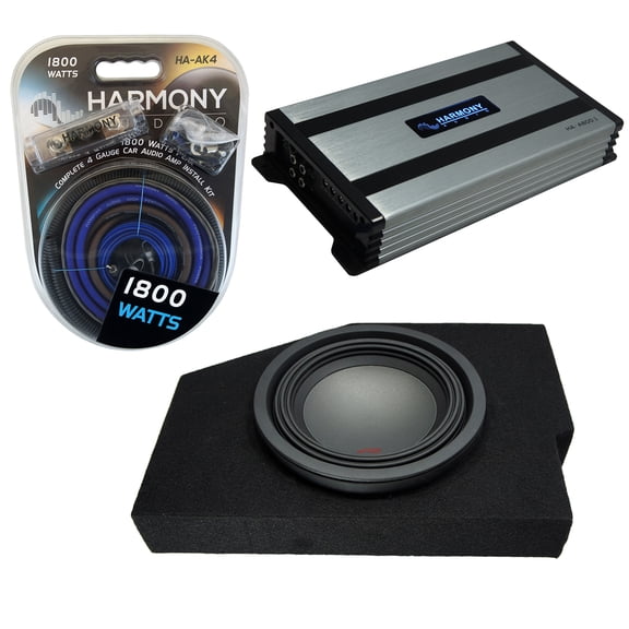 Fits 02-18 Dodge Ram Quad / Crew Alpine R-W10D4 Single 10" Sub Box HA-A800.1 Amp