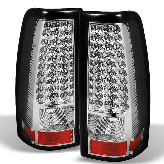 Chrome Clear LED Tail Lights For Chevy GMC C/K Silverado Cheyenne Sierra - Pair