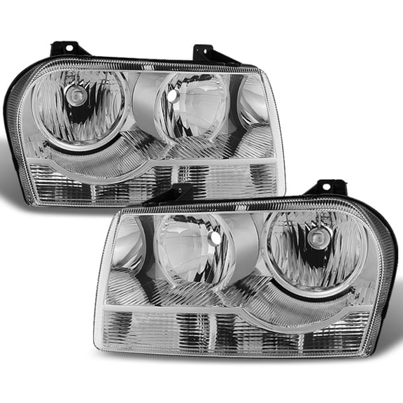 AKKON - For Chrysler 300 OE Replacement Chrome Halogen Type Headlights Driver/Passenger Head Lamps Pair New