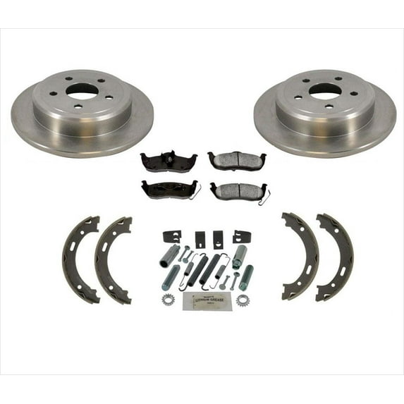 Fits 05-10 Grand Cherokee Rear Brake Rotor Pads Parking Brake Shoes Springs 5Pc