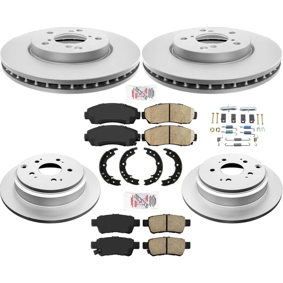Fits 05-10 Odyssey Frt & Rr Brake Rotors Ceramic Pads Parking Shoes Springs 8pc