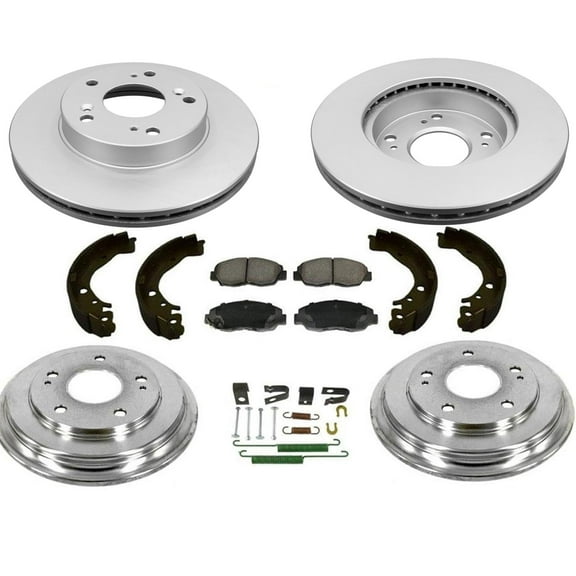 Fits 06-11 Civic DX LX Rotors Ceramic Pads Drum & Brake Shoes + Combi Kit 7Pc