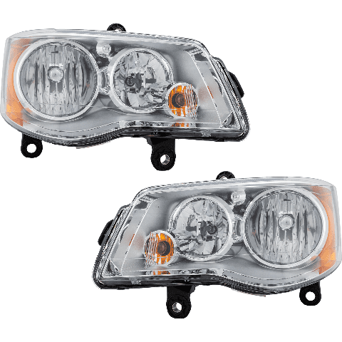 Fits 08-15 Chrys Town & Country L&R Halogen Headlamp Assys (excludes HID) - Pair