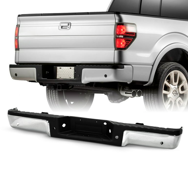 Fits 09-14 Ford F-150 Standard Bed Chrome Rear Bumper Set w/ Parking Sensor  Hole Fits select: 2009-2012,2014 FORD F150