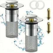 Fits 1.1 1.29 Inch Drains Pop-Up Sink Drain Stopper with Removable Hair Catcher   Fits Standard Drains