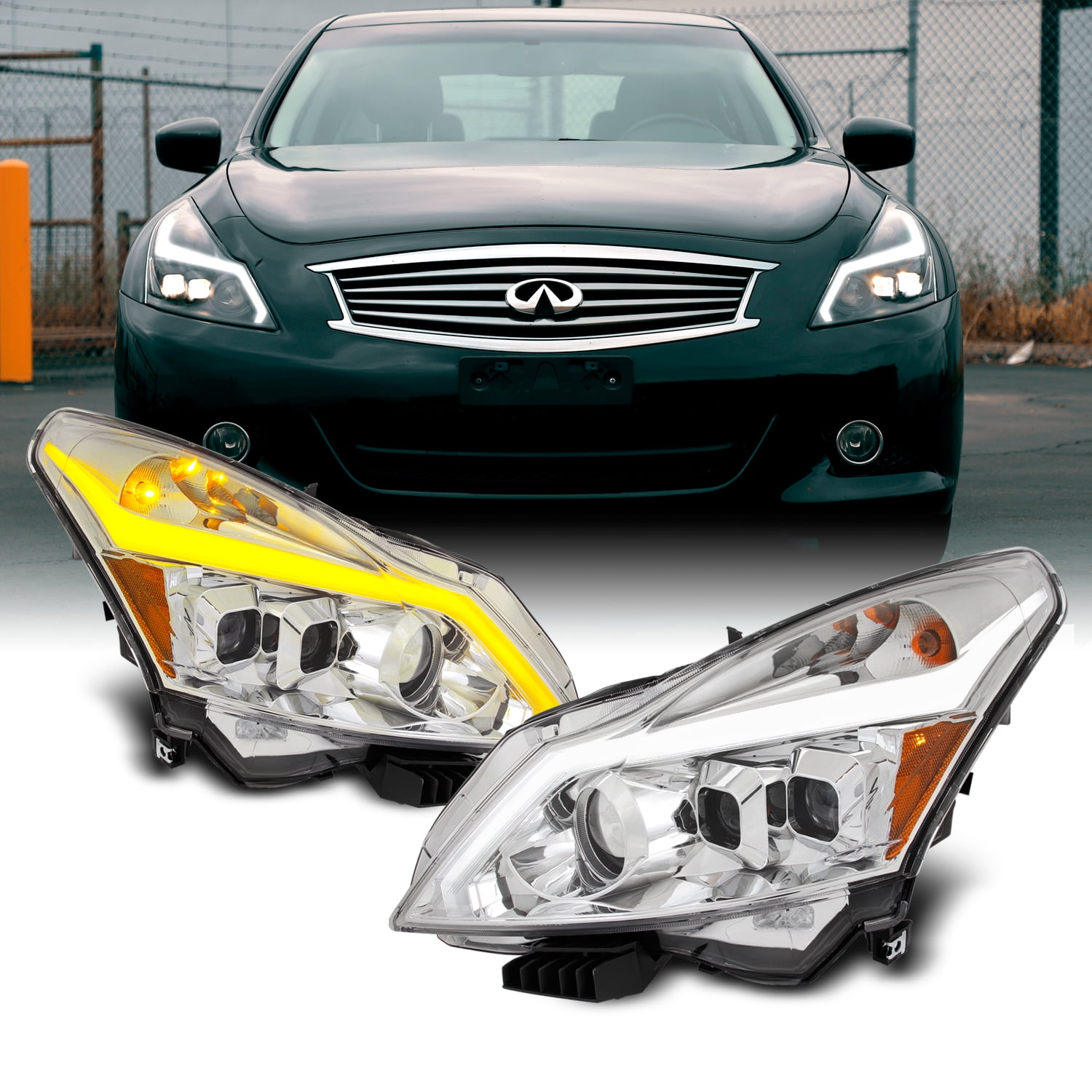 Fits 1013 G37/G25/Q40 Sedan "Switchback" LED Turn Signal Projector