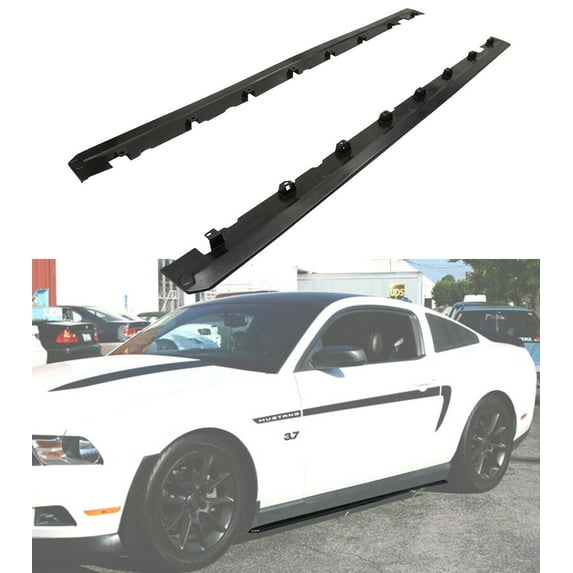 Fits 10-14 Ford Mustang New Roush Style Side Skirts Bodykits 2PC-Unpainted Black