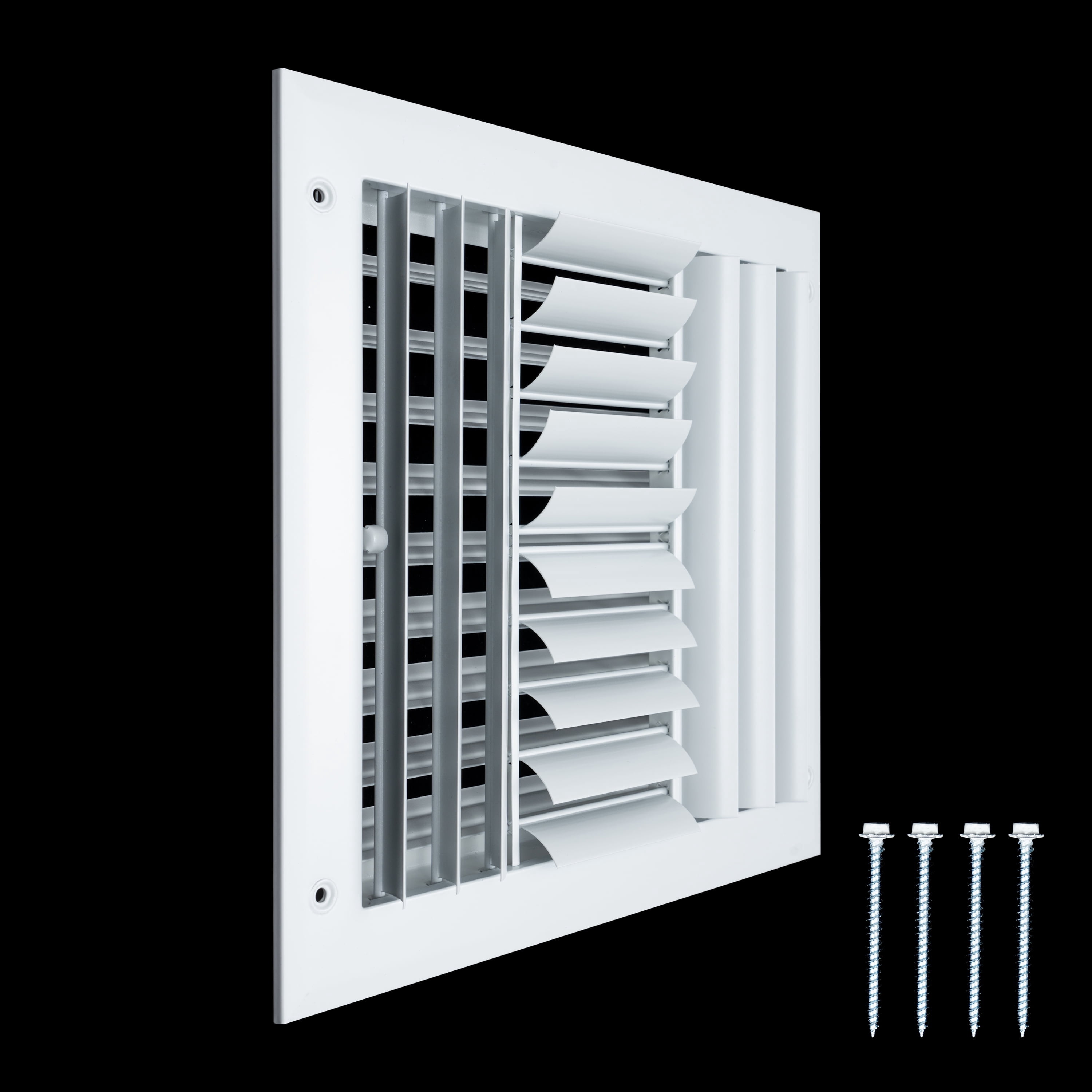 Fits 10x10 Duct Opening Aluminum 4-WAY Adjustable Air Supply Grille by Handua | Curved Blade Register Vent Cover for Sidewall & Ceiling | White | Outer Size: 11.75" X 11.75"