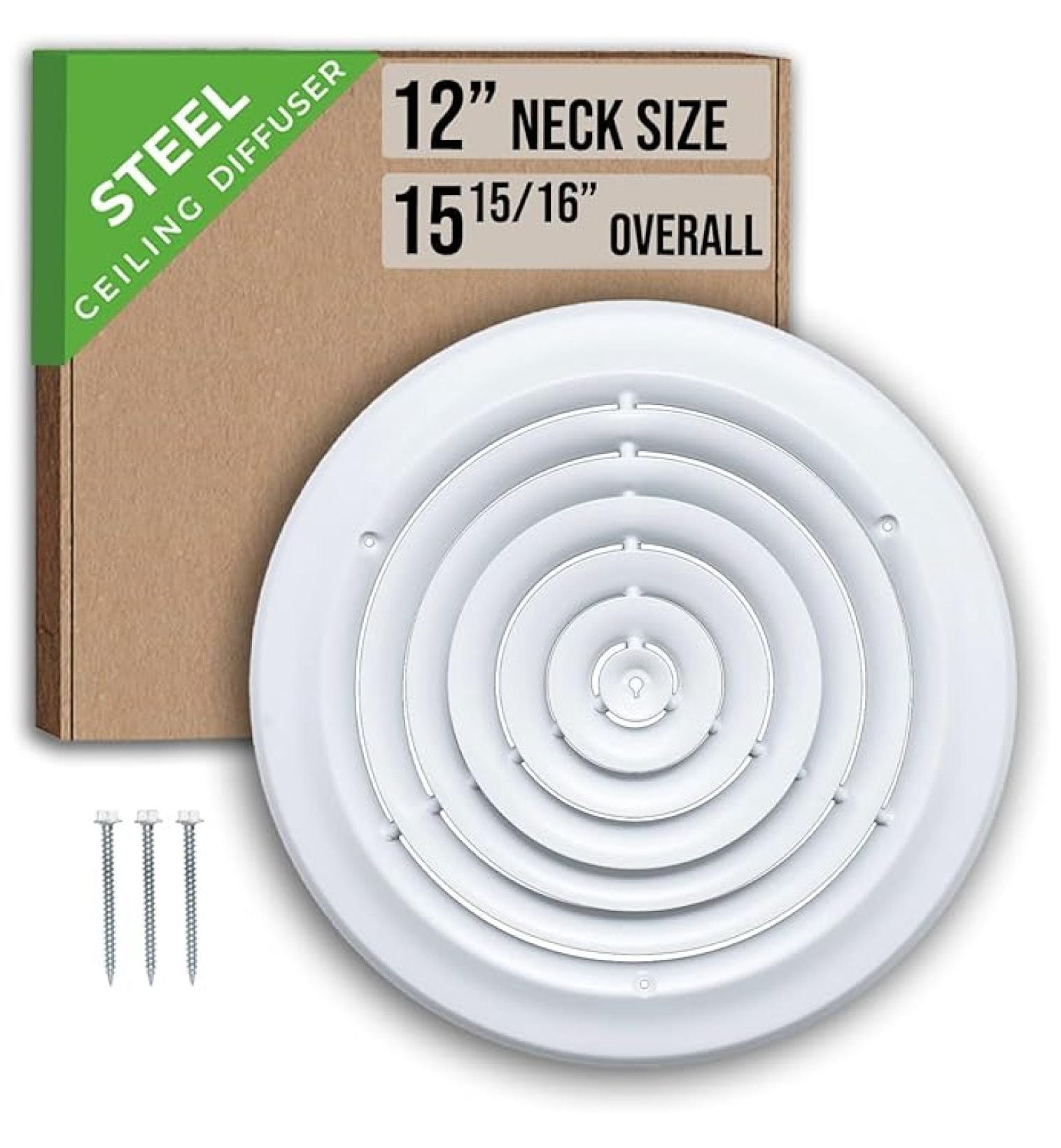 Outer Diffuser Fits 12 Inch Neck Air Duct | Steel Round Air Supply Diffuser for ...