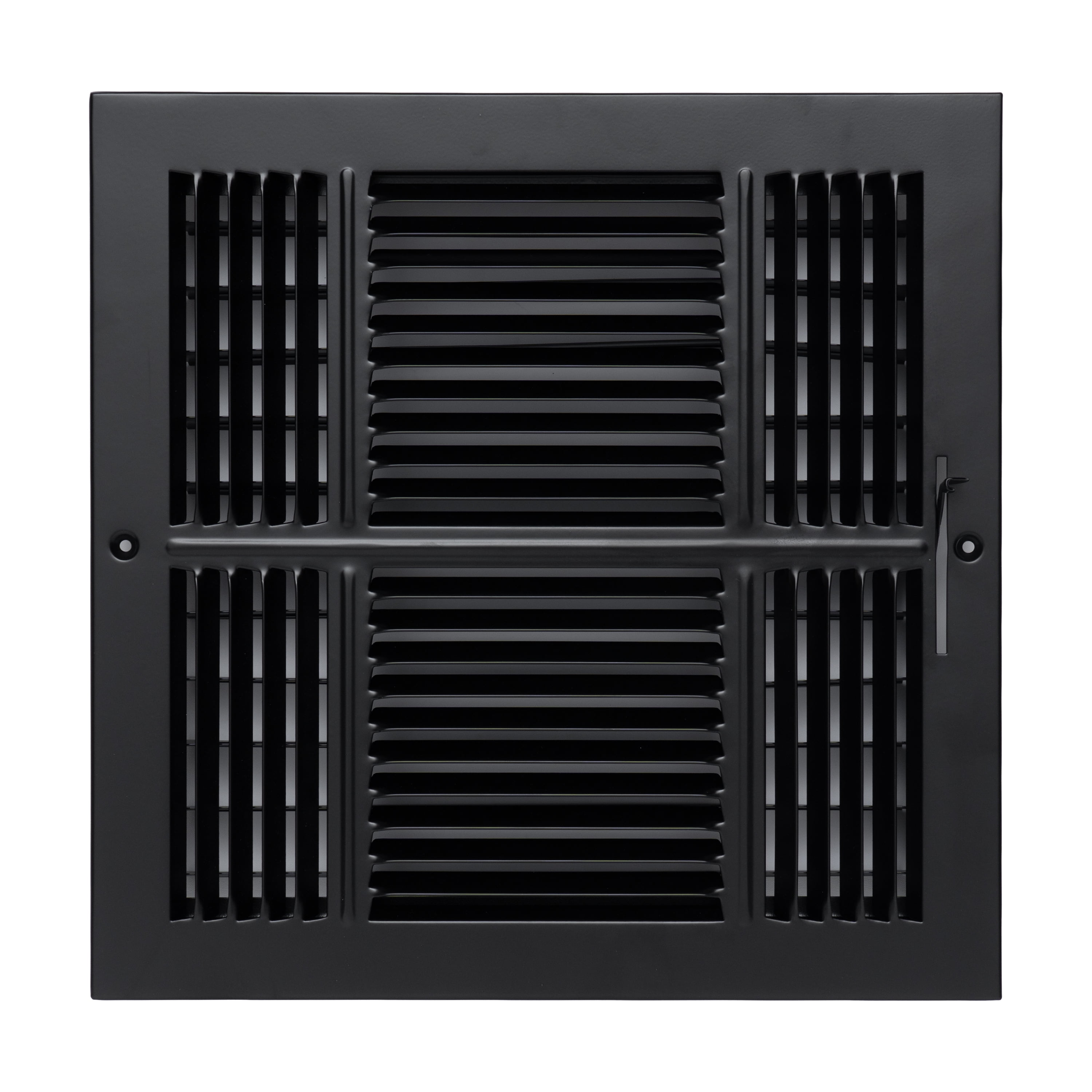 Fits 12x12 Duct Opening 3 WAY Steel Air Supply Diffuser by Handua | Register Vent Cover Grille for Sidewall and Ceiling | Black | Out Dim: 13.75" X 13.75"