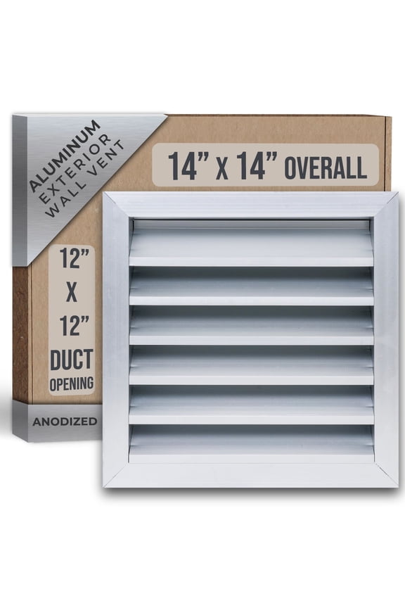 Fits 12x12 Wall Opening Anodized Aluminum Exterior Wall Vent by Handua | Gable Shed for Crawlspace, Outdoor, Doors, Attic | Weatherproof, Rain&Rust Proof, Water Resistant Grille Overall: 14"W X 14"H