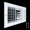 thumbnail image 1 of Fits 12x6 Duct Opening Aluminum 3-WAY Adjustable Air Supply Grille by Handua | Curved Blade Register Vent Cover for Sidewall & Ceiling | White | Outer Size: 13.75" X 7.75", 1 of 9