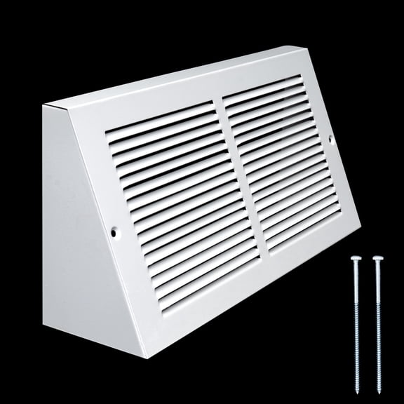 Fits 12x6 Duct Opening | Steel Triangular Baseboard Return Air Grille by Handua | Efficient Air Flow | Air Register Vent Cover Grill | 3-13/16" Depth | White | Outer Dimensions: 13-3/4" x 6-5/8"