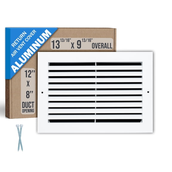 Fits 12x8 Duct Opening | Aluminum Return Air Grille by Handua | Vent Cover Grill for Sidewall and Ceiling | Rust Free | Durable Powder Coating | HVAC Cold Air Intake Grille | White