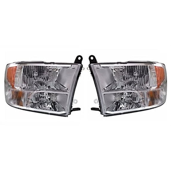 Fits 13-22 Ram P/U Left & Right Set Halogen Headlamp (Standard) Chrome Bezel