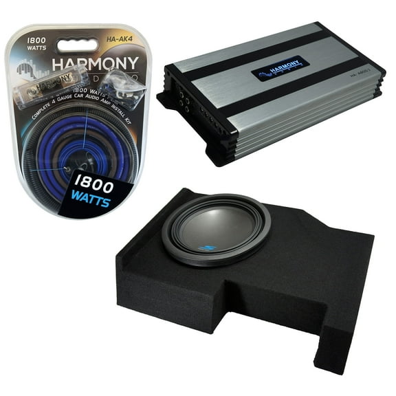 Fits 14-UP Chevy Silverado Crew Cab Alpine S-W12D4 Single 12 Sub Box SA60M Amp