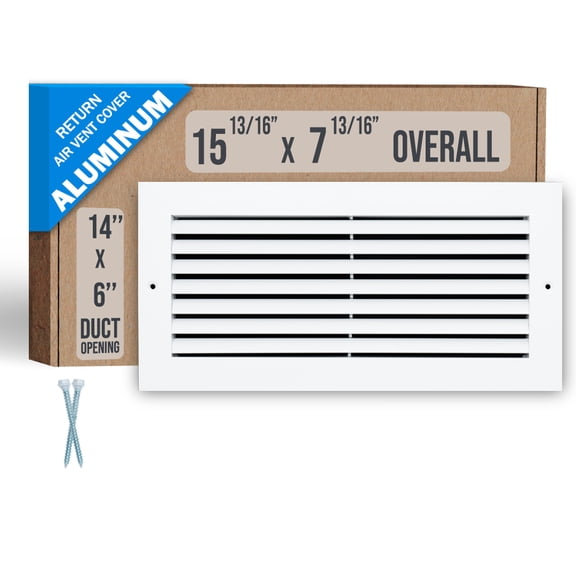 Fits 14x6 Duct Opening | Aluminum Return Air Grille by Handua | Vent Cover Grill for Sidewall and Ceiling | Rust Free | Durable Powder Coating | HVAC Cold Air Intake Grille | White
