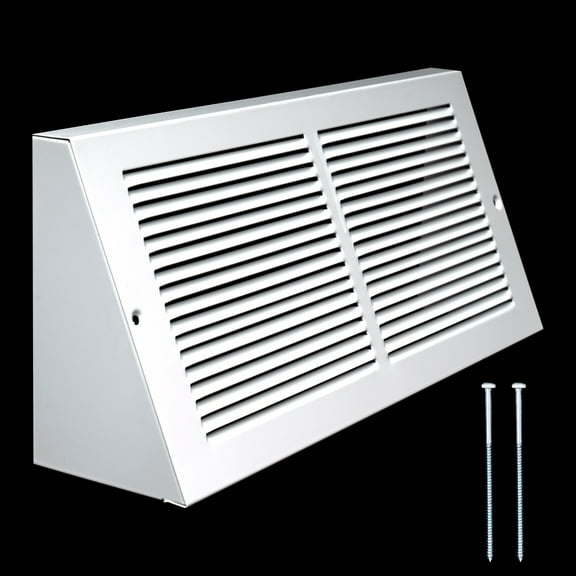 Fits 14x6 Duct Opening | Steel Triangular Baseboard Return Air Grille by Handua | Efficient Air Flow | Air Register Vent Cover Grill | 3-13/16" Depth | White | Outer Dimensions: 15-3/4" x 6-5/8"