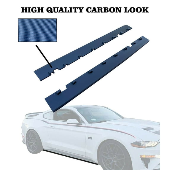 Fits 15-17 Ford Mustang B Style Side Skirts Rocker Panel Splitter-Carbon Look