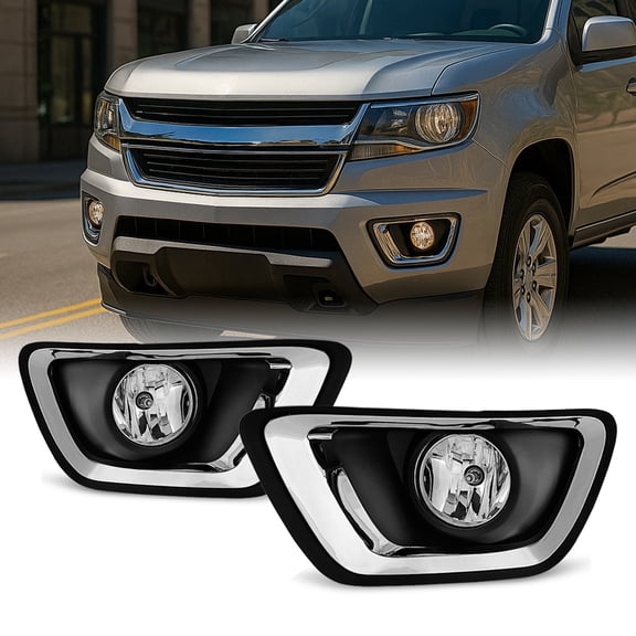 AKKON - For 2015-2020 Chevy Colorado Chrome Clear Bumper Driving Fog Light Lamp Assembly W/ Switch + Harness + Bulbs