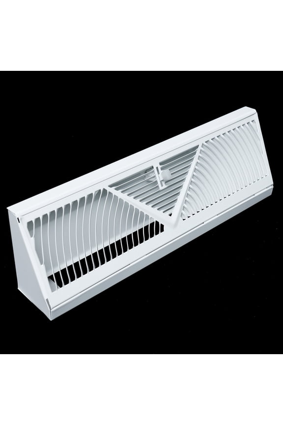 Fits 15" [External Length] Baseboard Space | Corner Baseboard Register by Handua | Round Type Air Flow Design | Register Vent Cover Grill | Adjustable Lever for Air Flow Control | White