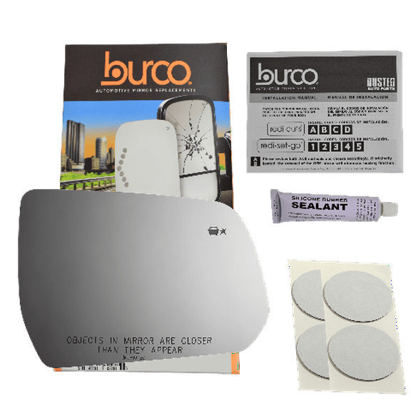 Fits 17-19 GM Acadia Right Pass Mirror Glass Lens w/BlindSpot Icon w/Silicone