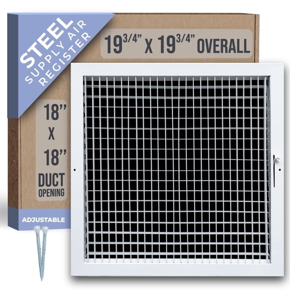 Fits 18x18 Duct Opening Steel Adjustable Air Supply Grille by Handua | Register Vent Cover Grill for Sidewall and Ceiling | White | Outer Dimensions: 19.75" X 19.75"