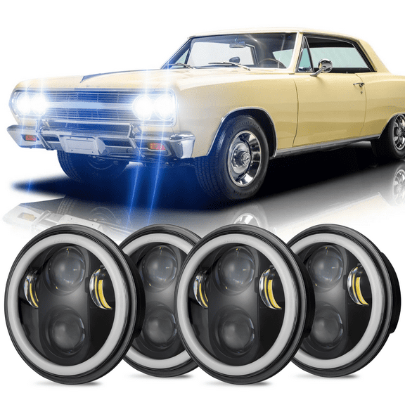 Fits 1964-1967 Chevy Malibu Headlights H5001 H5006 High Low Beam 5.75inch Headlamp Assembly 4Pack