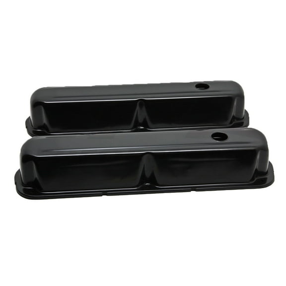 For 1967-89 Small Block 318-340-360 Short Steel Valve Covers - Black