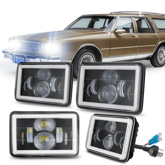 Fits 1977-1986 Chevy Caprice LED Headlights H4651 H4656 High Low Beam Assembly 4Pack