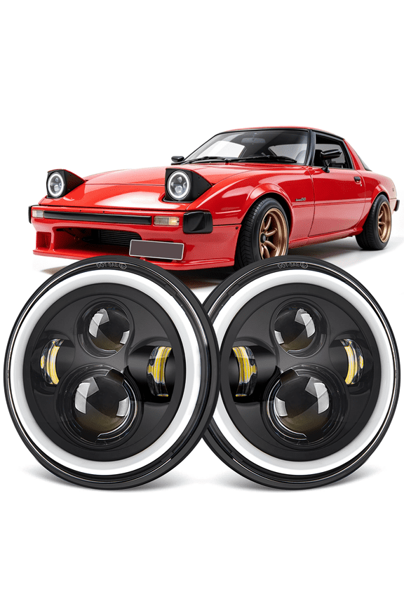 Fits 1979-1985 Mazda RX-7 LED Headlight High Low Beam DRL Turn Signal Light 7inch Round H6024/6014 Sealed Beam Assembly 2pcs
