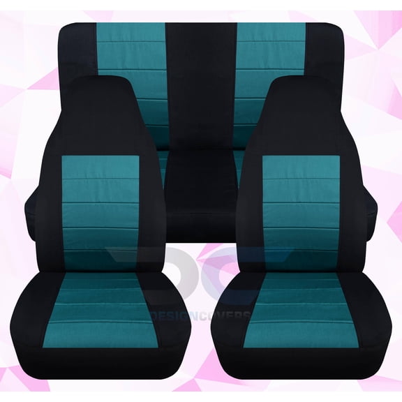 Fits 1987-1995 Jeep Wrangler YJ 2door Cotton Seat Covers:Black Teal -FullSet
