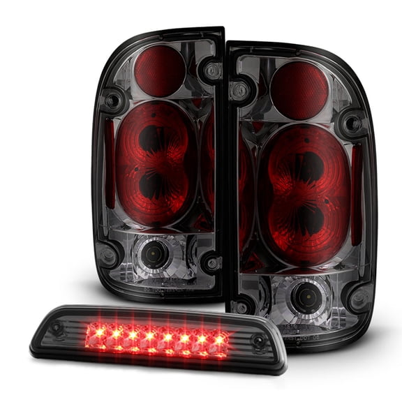 AKKON - For 1995-2000 Toyota Tacoma Left   Right Smoked Tail Lights Pair   LED 3rd Brake Lights Set