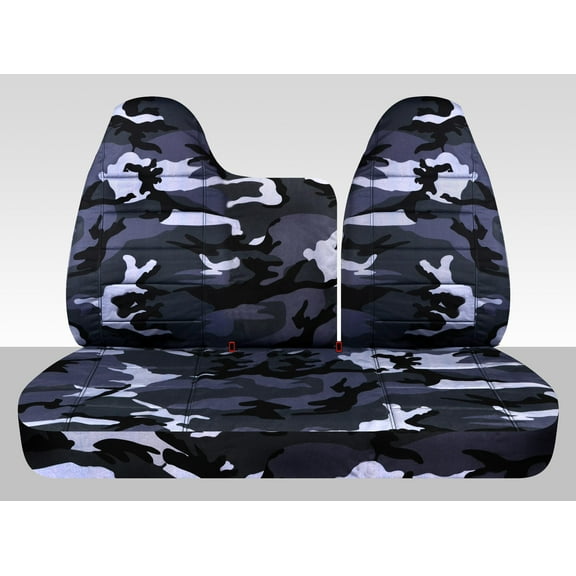 Fits 1997-1998 Ford F150 F250 Camo Seat Covers Front 40/60 Split Bench No Armrest:Gray