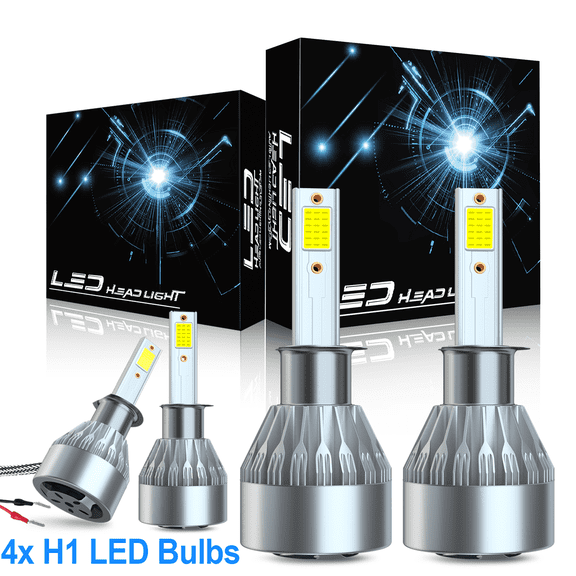Fits 1997-2001 Honda Prelude LED Headlight Bulbs H1 High & Low Beam Set 6500K White 4pcs