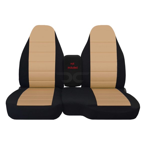 Fits 1998-2003 Ford Ranger/Mazda B-Series Cotton Seat Covers 60/40 High Back:Blk-Tan