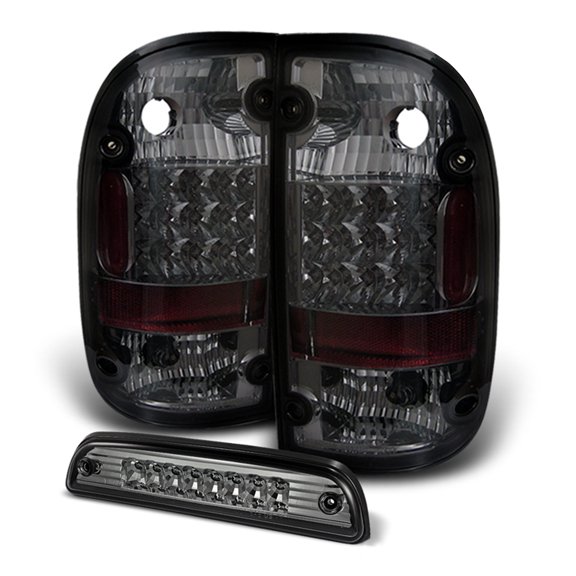 AKKON - For 2001-2004 Toyota Tacoma Left   Right Replacement Smoked LED Tail Lights Pair   LED 3rd Brake Lights Set