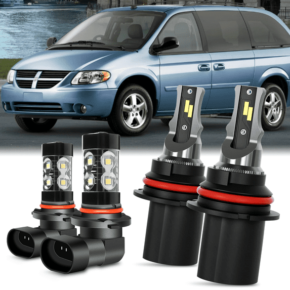 Fits 2001-2007 Dodge Grand Caravan LED Headlight Bulbs 9007/HB5 High & Low Beam 9145/H10 Fog Light Replacement Kit 4pcs