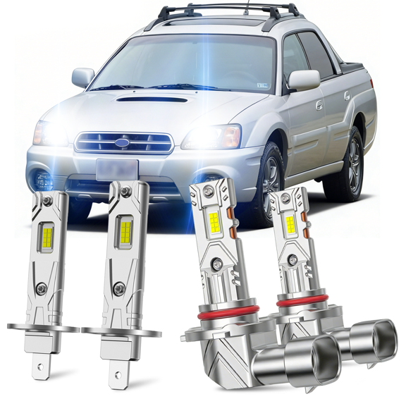 Fits 2003-2006 Subaru Baja Base/Turbo LED Headlight Bulbs 9005 High Beam & H1 Low Beam Replacement Combo