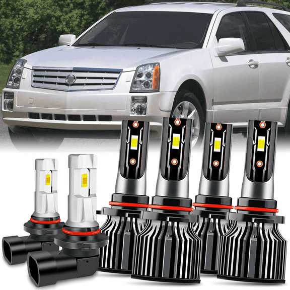 Fits 2004-2009 Cadillac SRX LED Headlights Bulb High Low Beam + Fog Light Set Replacement Kit