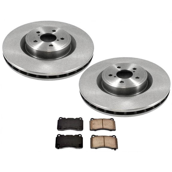 Fits 2004 for Subaru for WRX STi 2.5L - 2 Front Brake Rotors & Ceramic Pads (D3EA Certified, 5 Bolt Hole, Solid Rotor) - 31409 CD1001