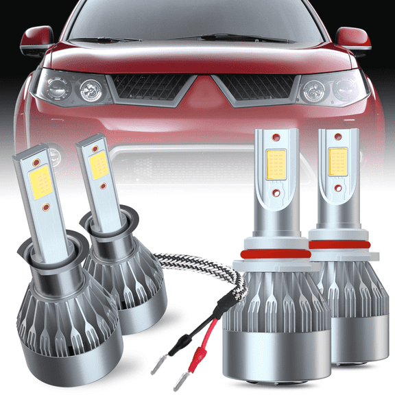 Fits 2005-2006 Mitsubishi Outlander LED Headlights Bulb 9005 High Beam H1 Low Beam Light Kit