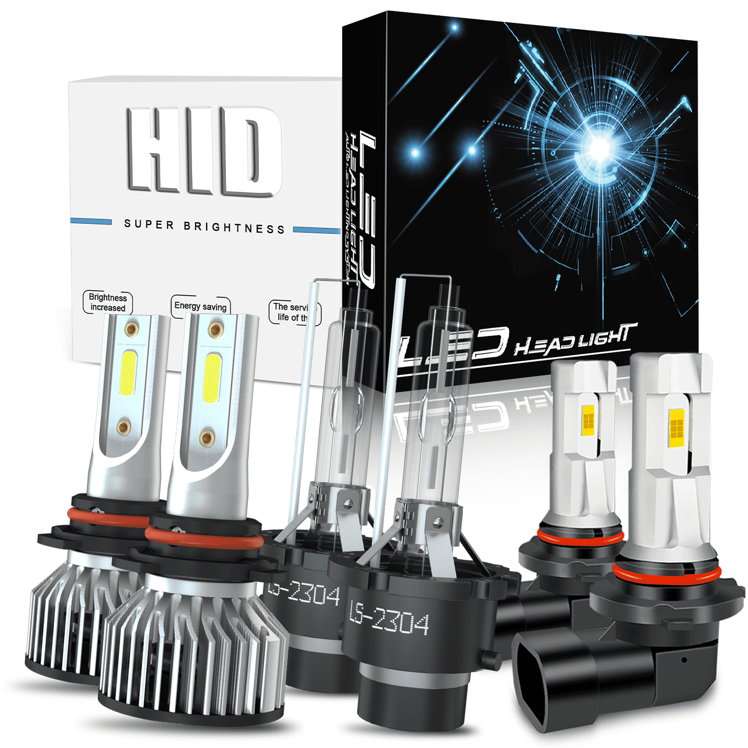 Fits 2007-2011 Lexus GS350 LED Headlight Bulbs 9005 High Beam D4S Low Beam 9006 Fog Light Set