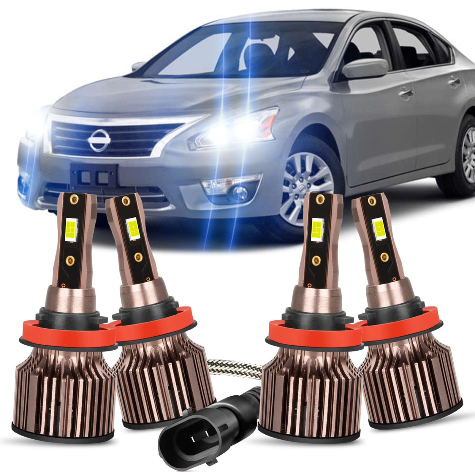 CHUSYYRAY H11 LED Headlight Bulbs For 2007-2018 Nissan Altima – 6000K 60W 6000 Lumens, 2-Pack