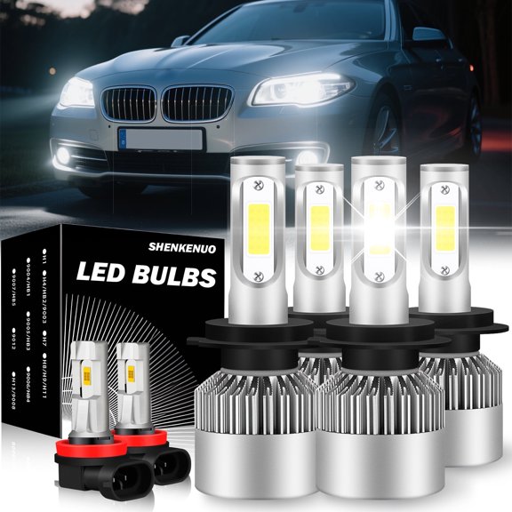 Fits 2008-2010 BMW 550i LED Headlight Bulbs High Low Beam Fog Light Set 6000K White 6pcs