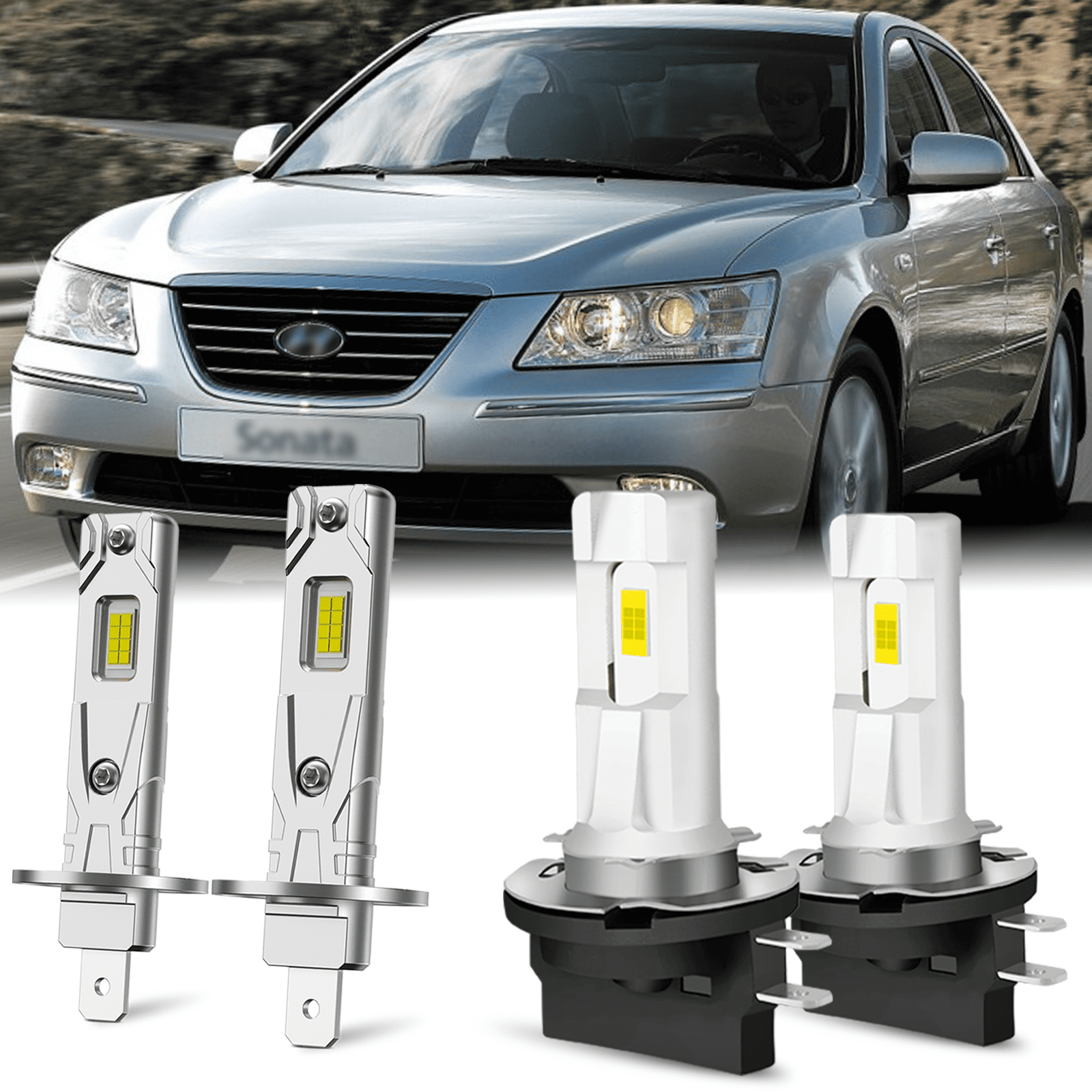 Fits 2009-2010 Hyundai Sonata LED Headlight Bulb H1+H11B High Low Beam