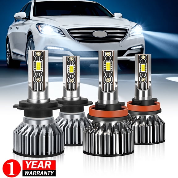 Fits 2009-2014 Hyundai Genesis LED Headlight Kit High Low Beam Bulbs 6000K White