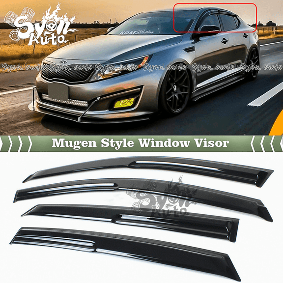 Syon Auto Window Visor Rain Guard Vent for KIA Optima K5 JDM 2011-2015 Mugen Style Acrylic 4-Piece