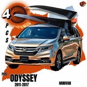 GIT Rain Guard Side Window Wind Deflector for 2011-2017 Honda Odyssey Out-Channel, Easy Mount, Tinted Smoke Black